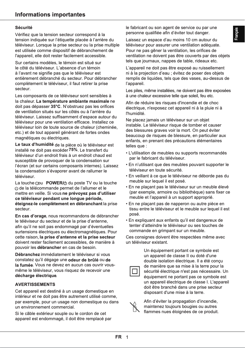 Page 1 de la notice Manuel utilisateur Thomson 43UG6300