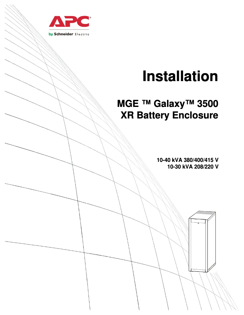 Page 1 de la notice Manuel utilisateur APC MGE Galaxy 3500 Extended Run Frame