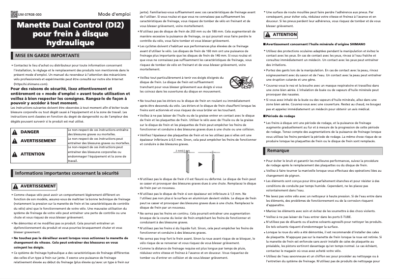 Page 1 de la notice Manuel utilisateur Shimano ST-R8070-R