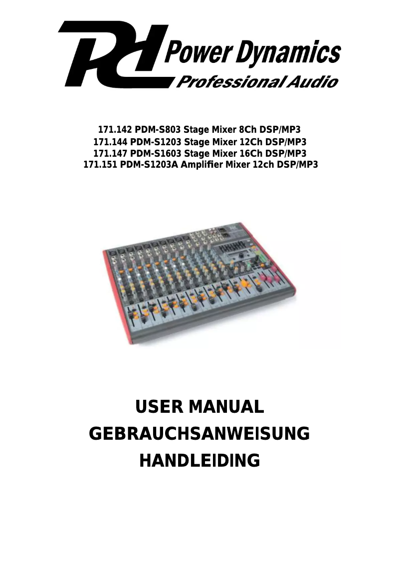 Page 1 de la notice Manuel utilisateur Power Dynamics 171.151 PDM-S1203A