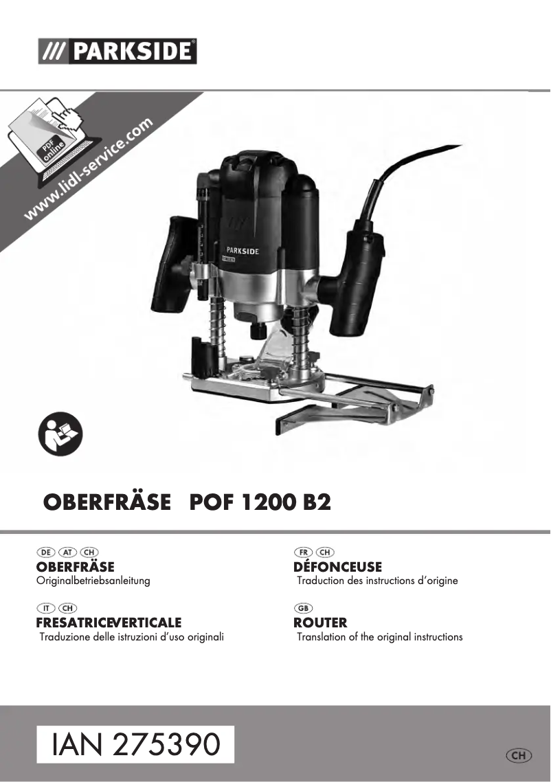 Page 1 de la notice Manuel utilisateur Parkside POF 1200 B2