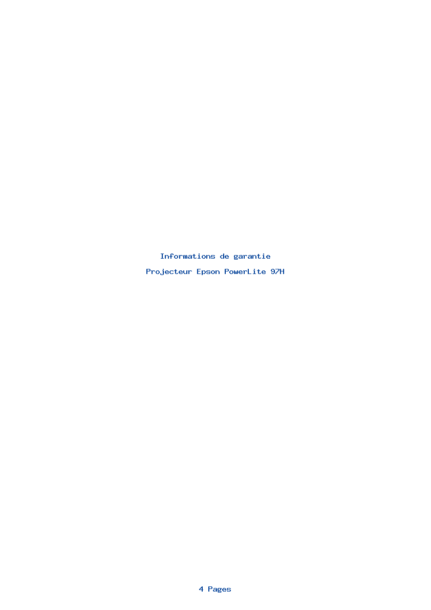 Page 1 de la notice Informations de garantie Epson PowerLite 97H