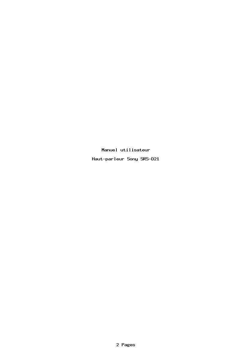 Page 1 de la notice Manuel utilisateur Sony SRS-D21