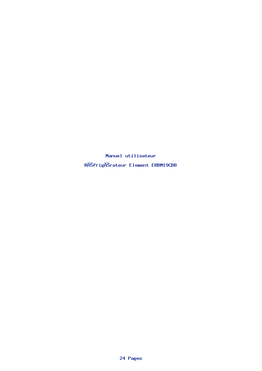 Page 1 de la notice Manuel utilisateur Element ERBM19CBB