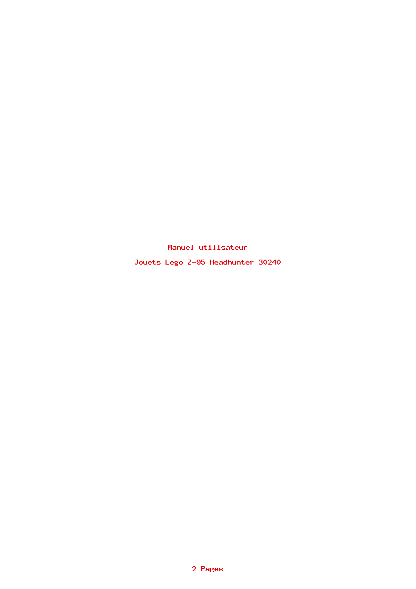 Page 1 de la notice Manuel utilisateur Lego Z-95 Headhunter 30240