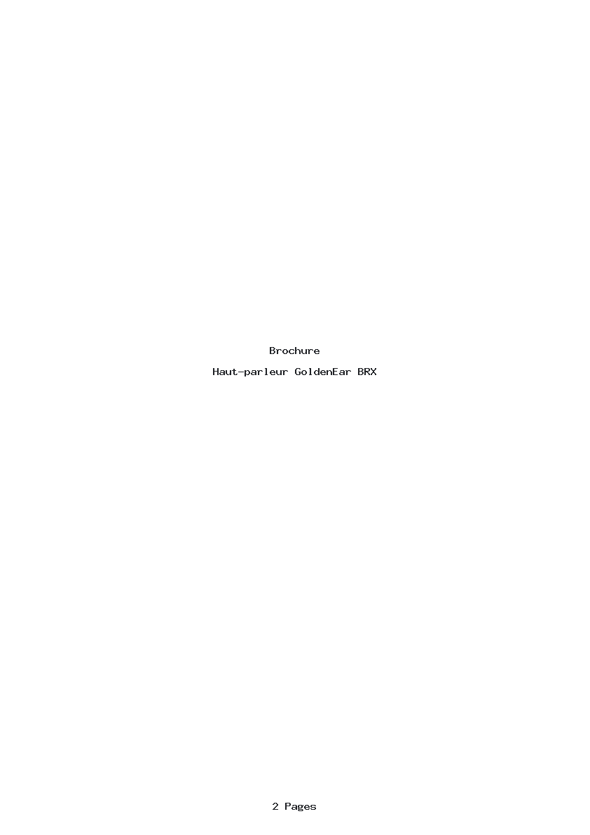 Page 1 de la notice Brochure GoldenEar BRX