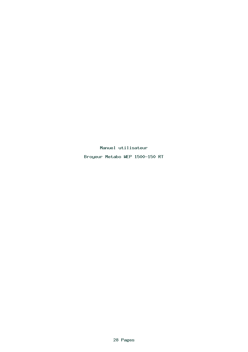 Page 1 de la notice Manuel utilisateur Metabo WEP 1500-150 RT