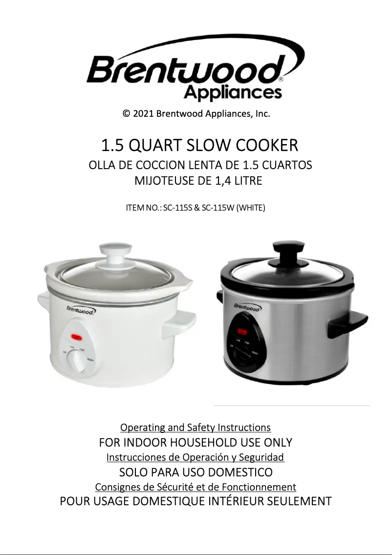 Page 1 of the manual User Manual Brentwood SC-115W