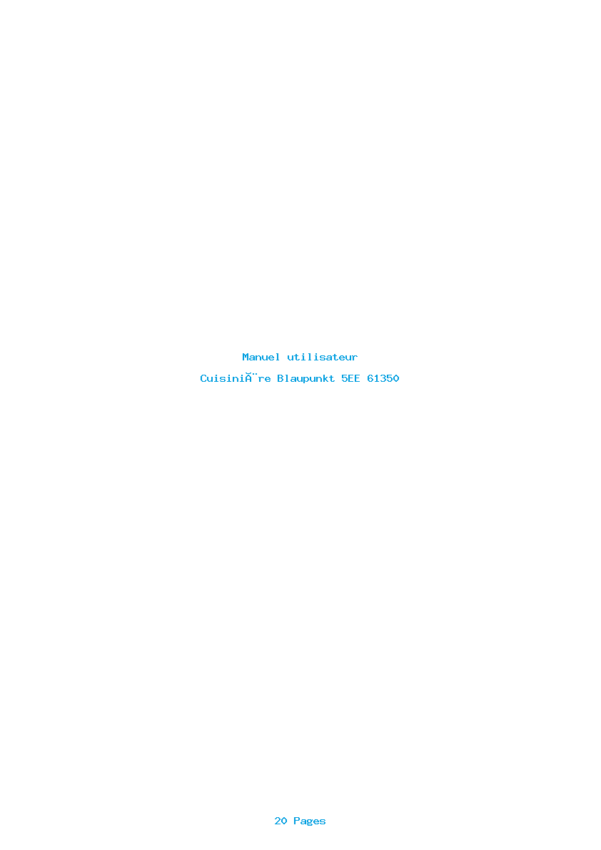 Page 1 de la notice Manuel utilisateur Blaupunkt 5EE 61350