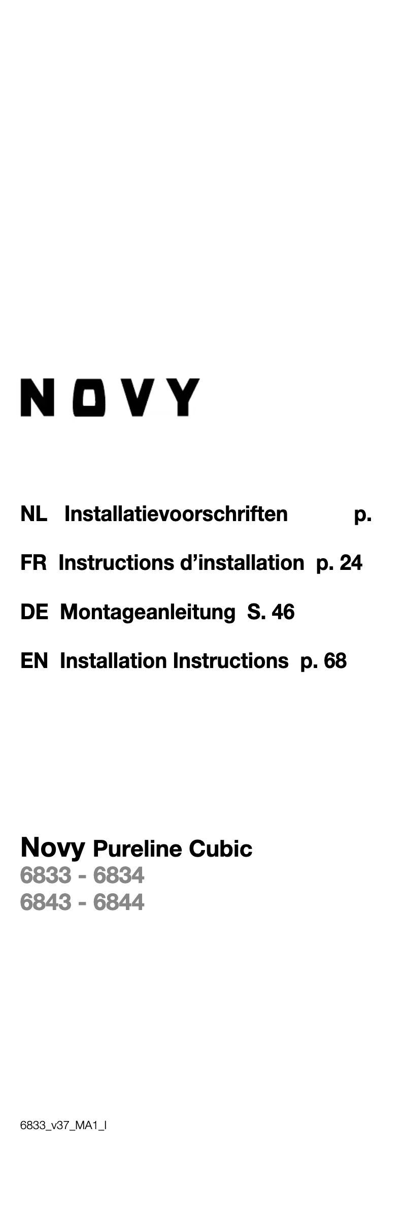 Page 1 de la notice Guide d'installation Novy Pure'line 6844