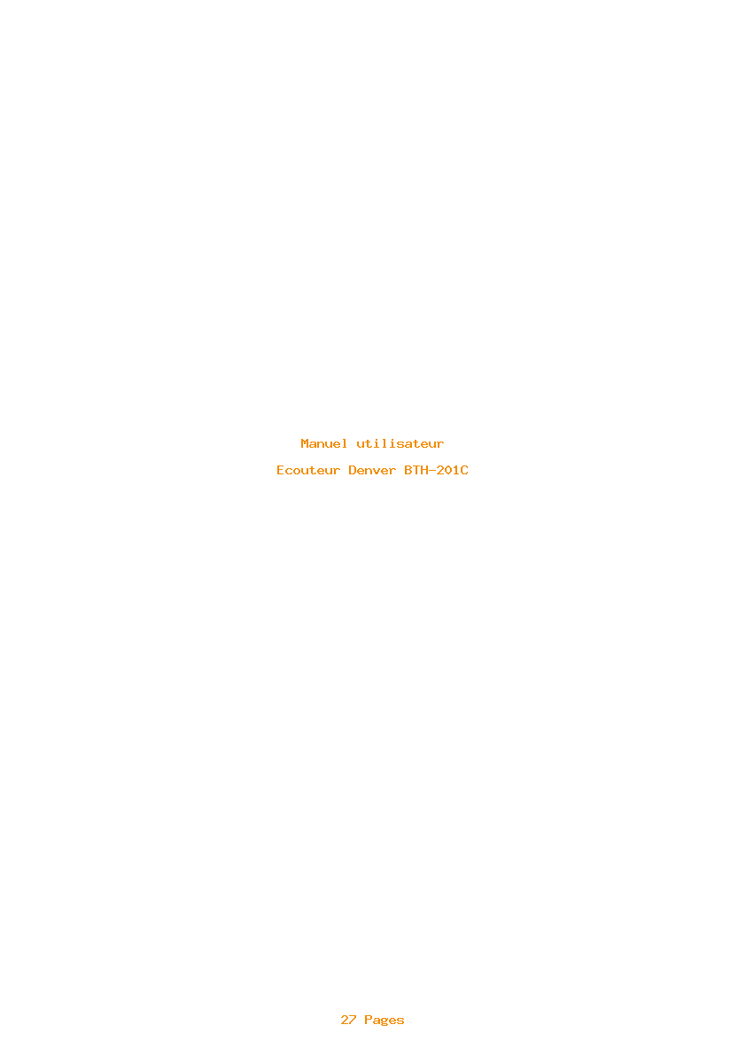 Page 1 de la notice Manuel utilisateur Denver BTH-201C