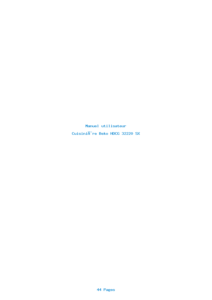 Page 1 de la notice Manuel utilisateur Beko HDCG 32220 SX