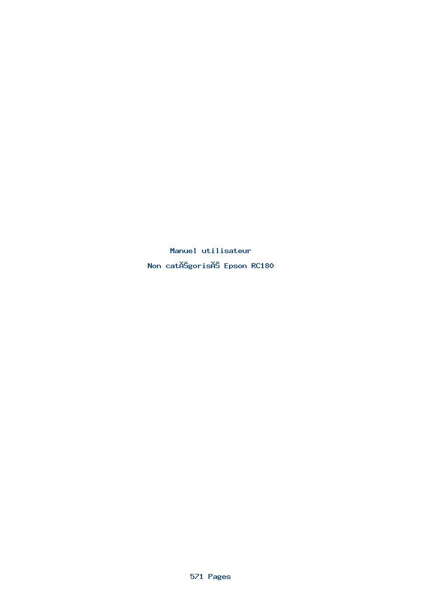 Page 1 de la notice Manuel utilisateur Epson RC180
