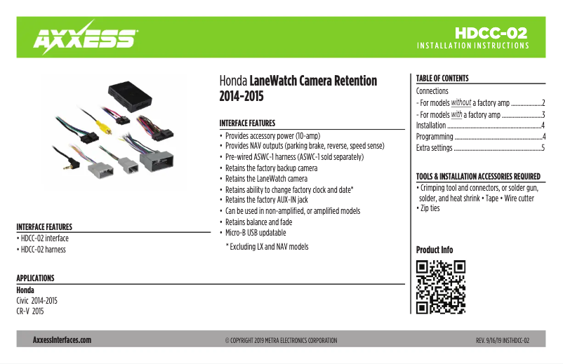 Page 1 de la notice Manuel utilisateur AXESS HDCC-02