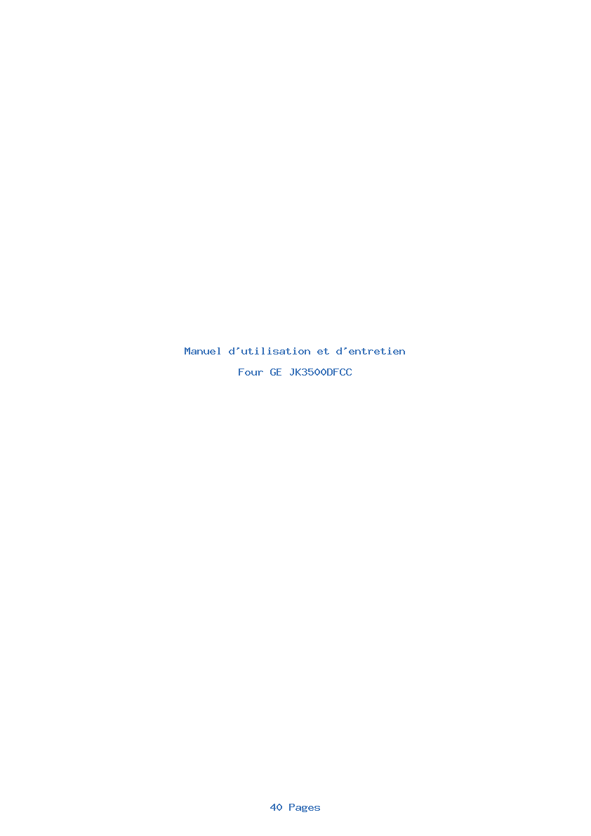 Page 1 de la notice Manuel d'utilisation et d'entretien GE JK3500DFCC