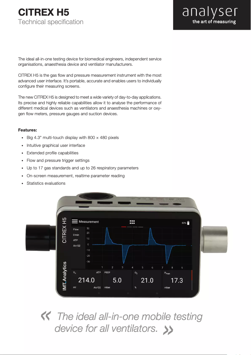 Page 1 de la notice Fiche technique Rigel Medical Citrex H5