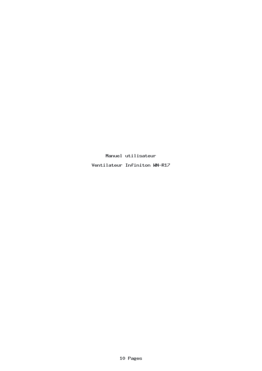 Page 1 de la notice Manuel utilisateur Infiniton WN-R17