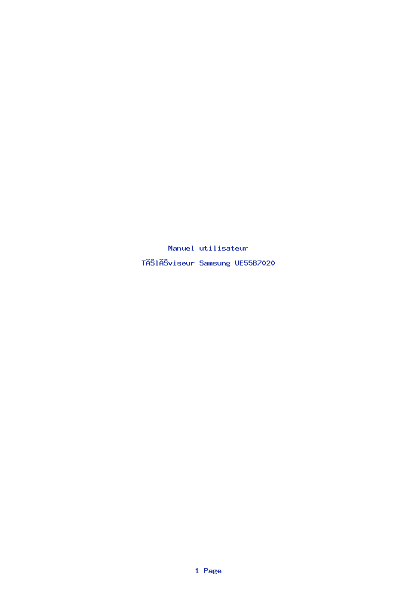 Page 1 de la notice Manuel utilisateur Samsung UE55B7020