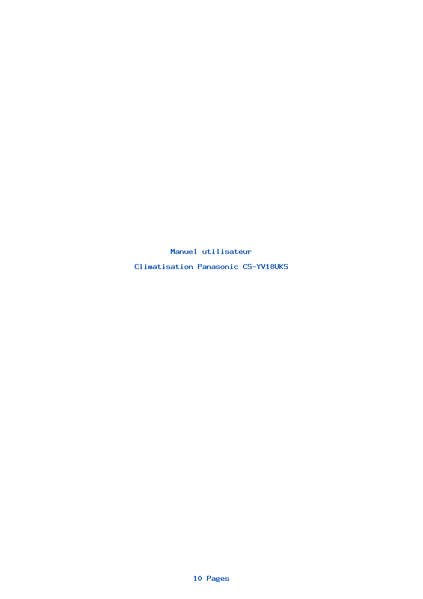 Page 1 de la notice Manuel utilisateur Panasonic CS-YV18UKS