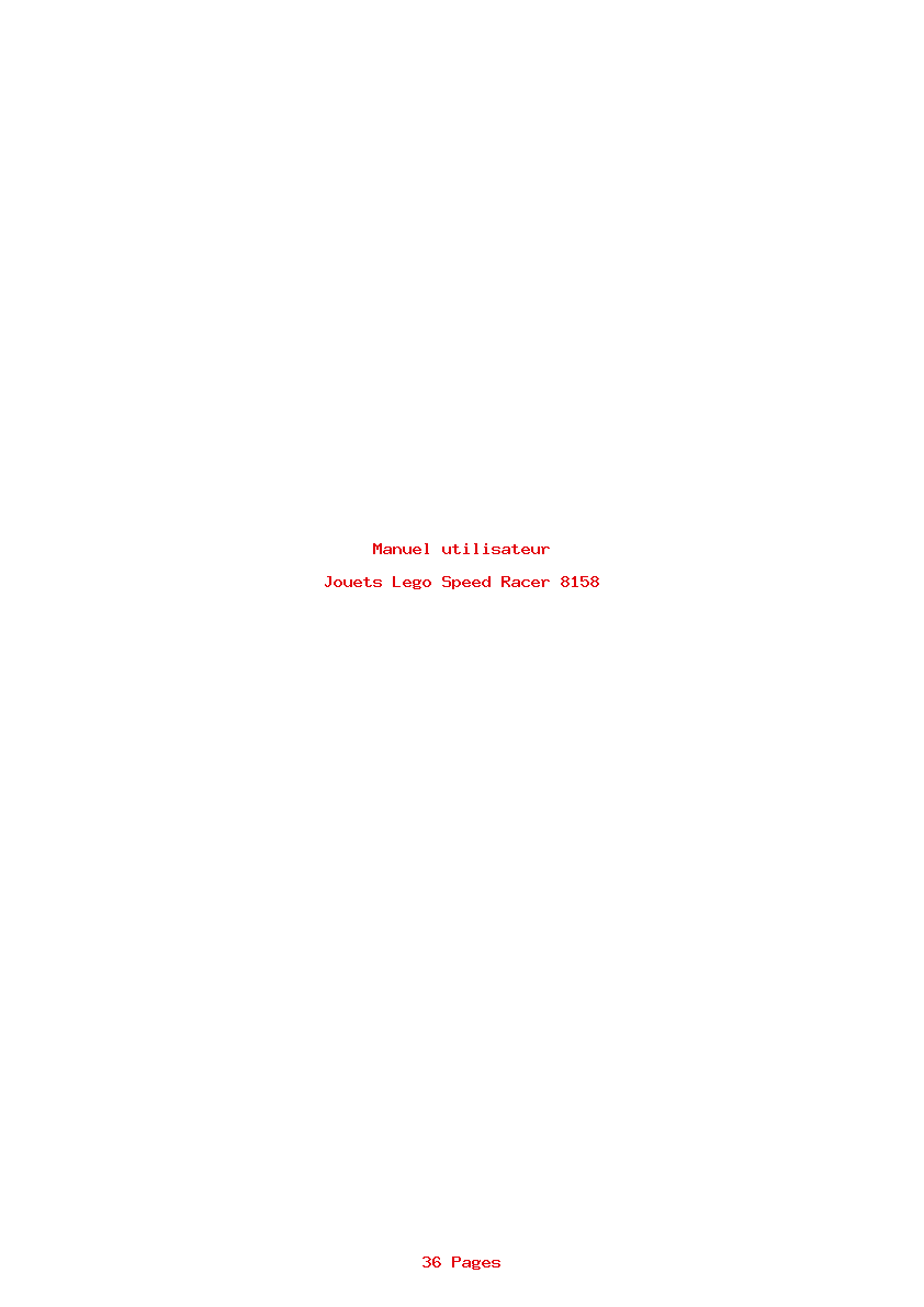 Page 1 de la notice Manuel utilisateur Lego Speed Racer 8158