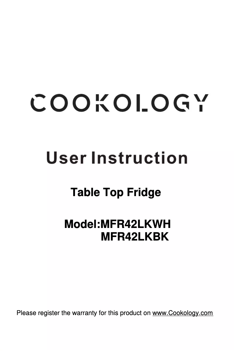 Page 1 de la notice Manuel utilisateur Cookology MFR42LKWH