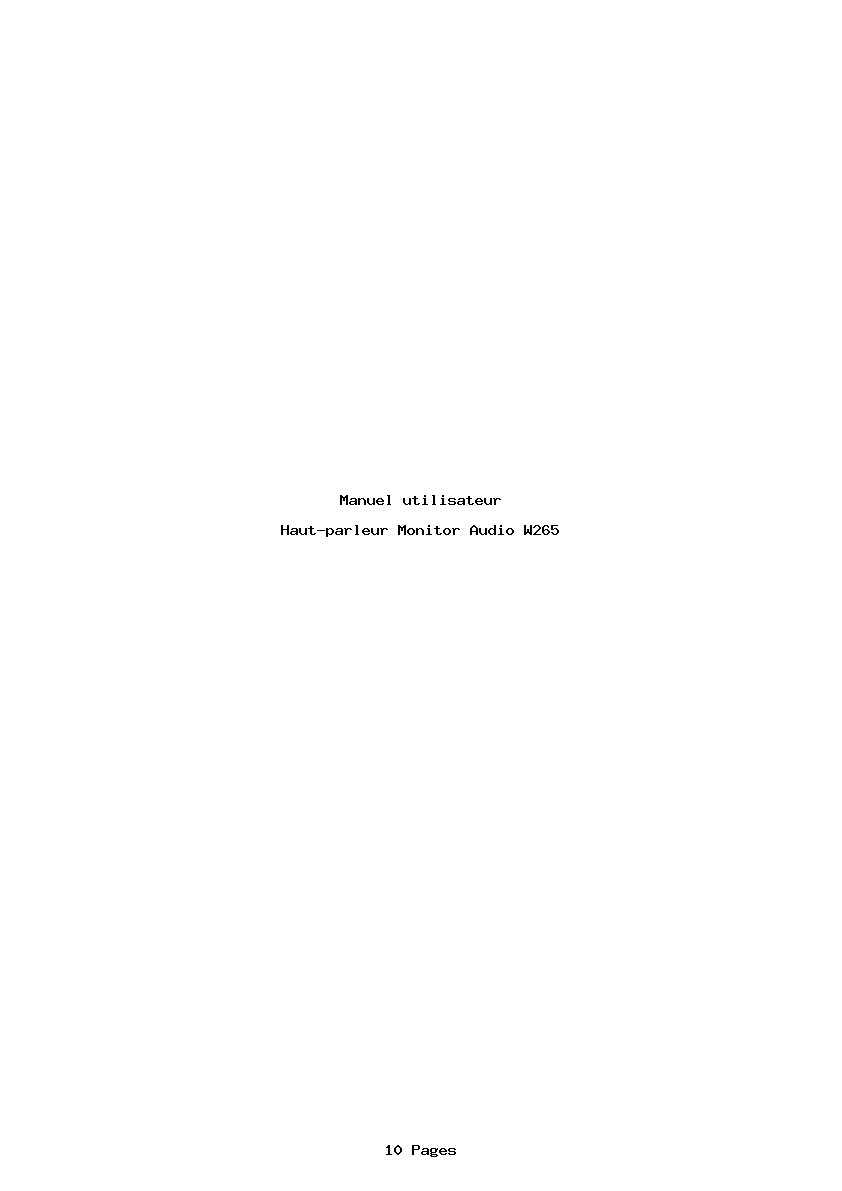 Page 1 de la notice Manuel utilisateur Monitor Audio W265