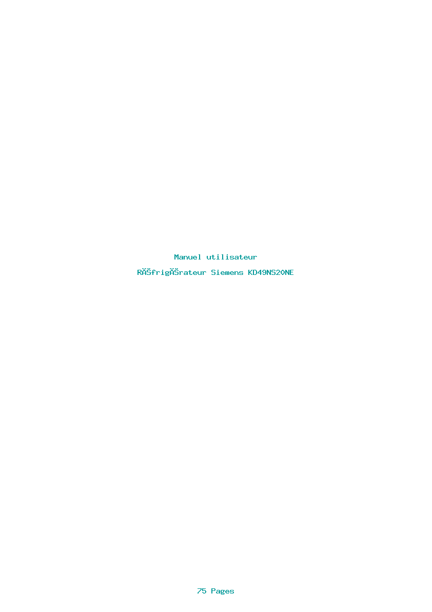 Page 1 de la notice Manuel utilisateur Siemens KD49NS20NE