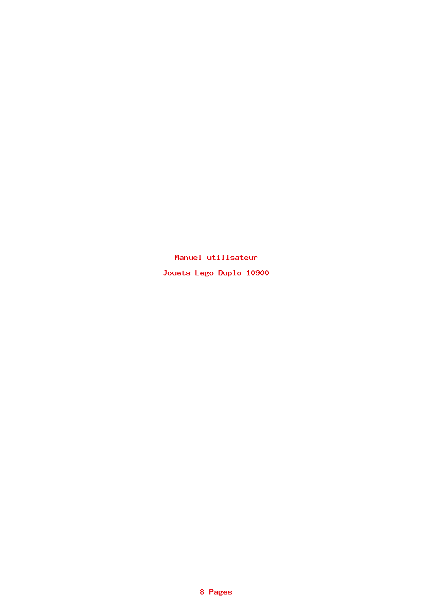 Page 1 de la notice Manuel utilisateur Lego Duplo 10900