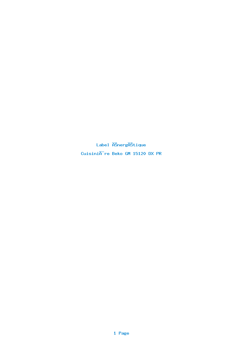 Page 1 de la notice Label énergétique Beko GM 15120 DX PR