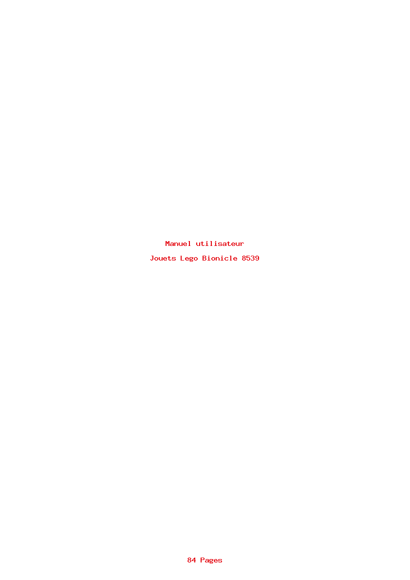 Page 1 de la notice Manuel utilisateur Lego Bionicle 8539