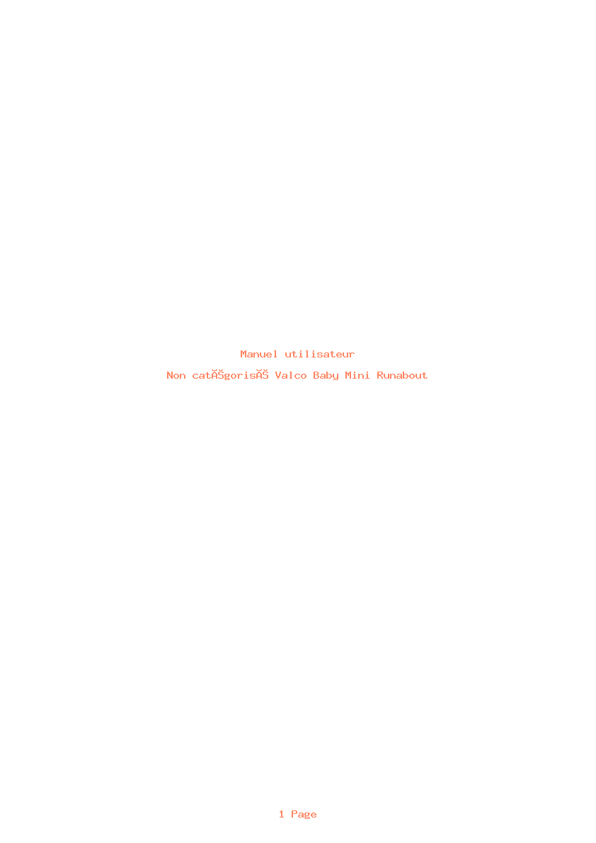 Page 1 de la notice Manuel utilisateur Valco Baby Mini Runabout