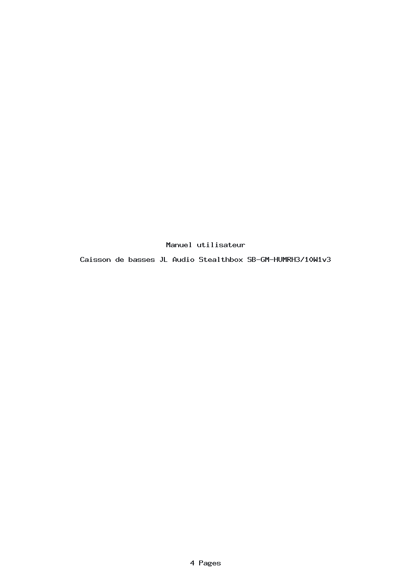 Page 1 de la notice Manuel utilisateur JL Audio Stealthbox SB-GM-HUMRH3/10W1v3