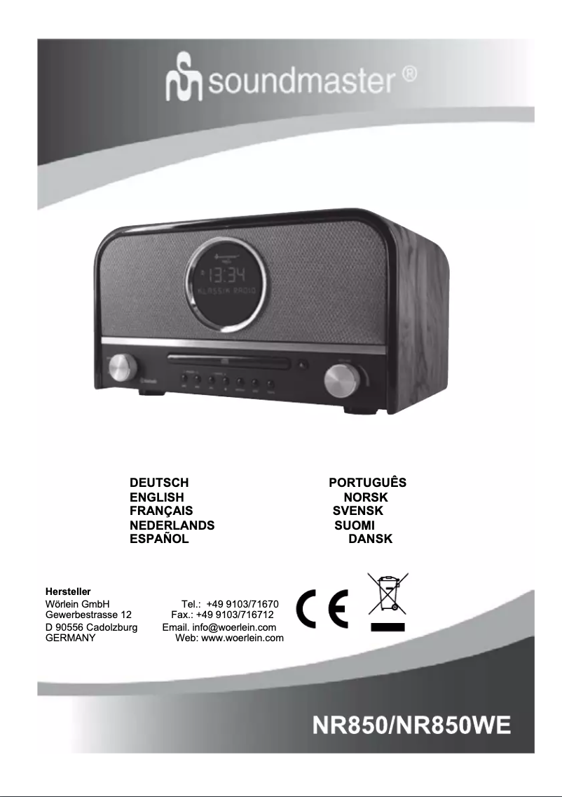 Page 1 de la notice Manuel utilisateur Soundmaster NR850