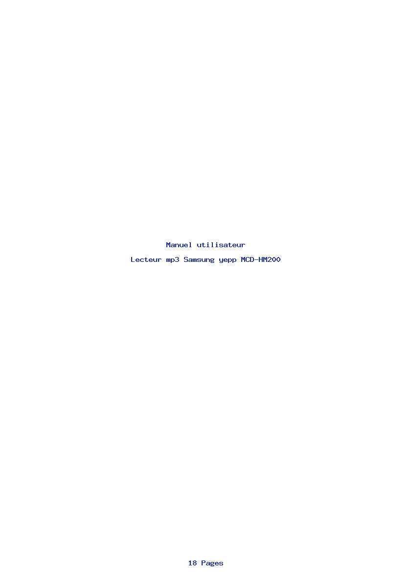 Page 1 de la notice Manuel utilisateur Samsung yepp MCD-HM200
