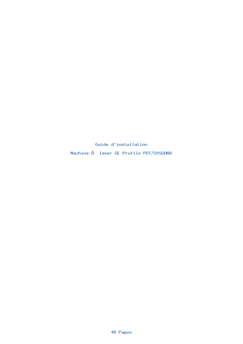 Page 1 de la notice Guide d'installation GE Profile PDT720SGHBB