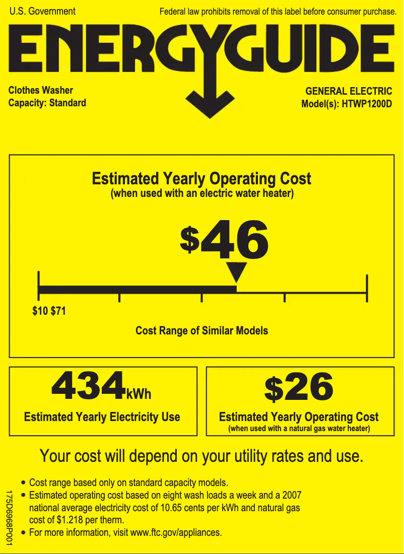 Página 1 del manual Etiqueta energética Hotpoint HTWP1200DWW