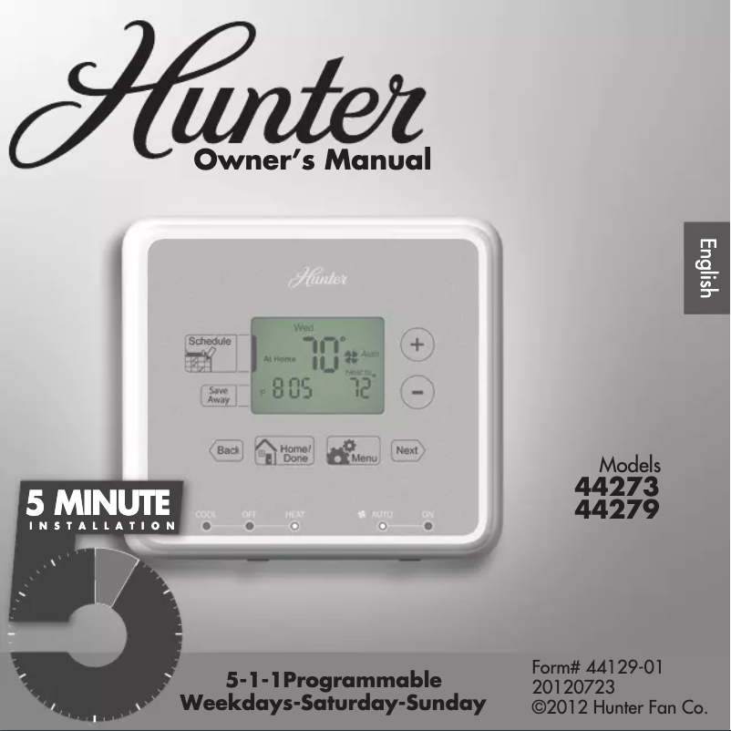 Page 1 de la notice Instructions / montage Hunter 44279