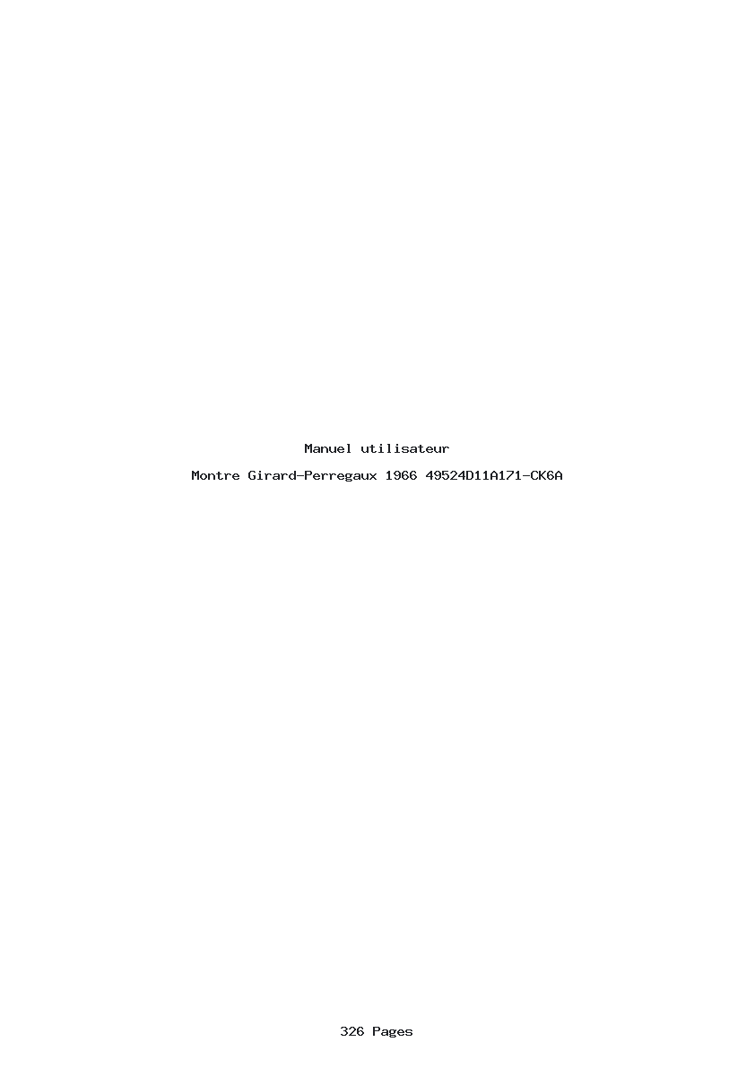 Page 1 de la notice Manuel utilisateur Girard-Perregaux 1966 49524D11A171-CK6A