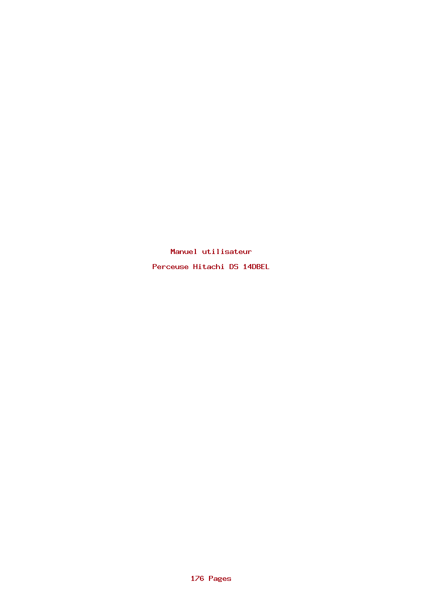 Page 1 de la notice Manuel utilisateur Hitachi DS 14DBEL