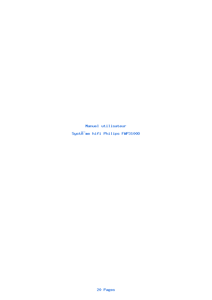 Page 1 de la notice Manuel utilisateur Philips FWP3100D