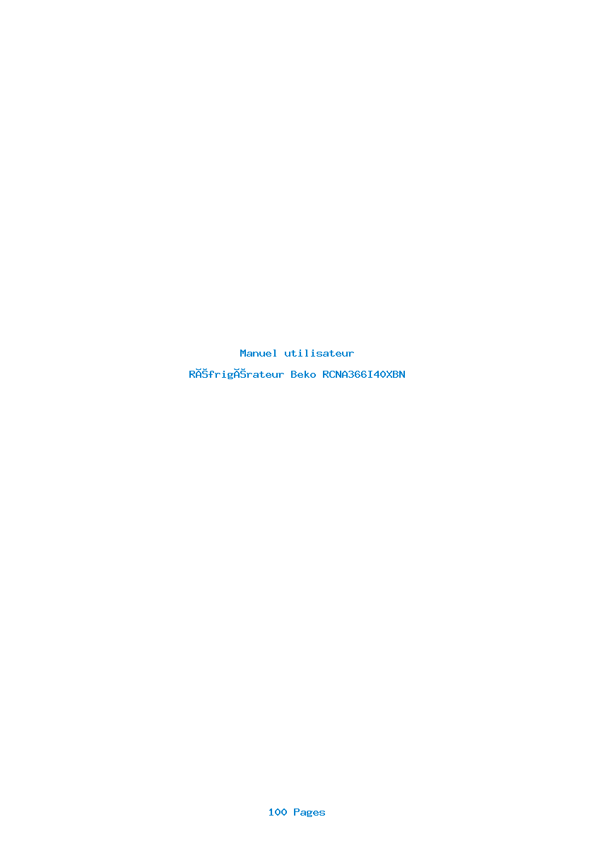 Page 1 de la notice Manuel utilisateur Beko RCNA366I40XBN