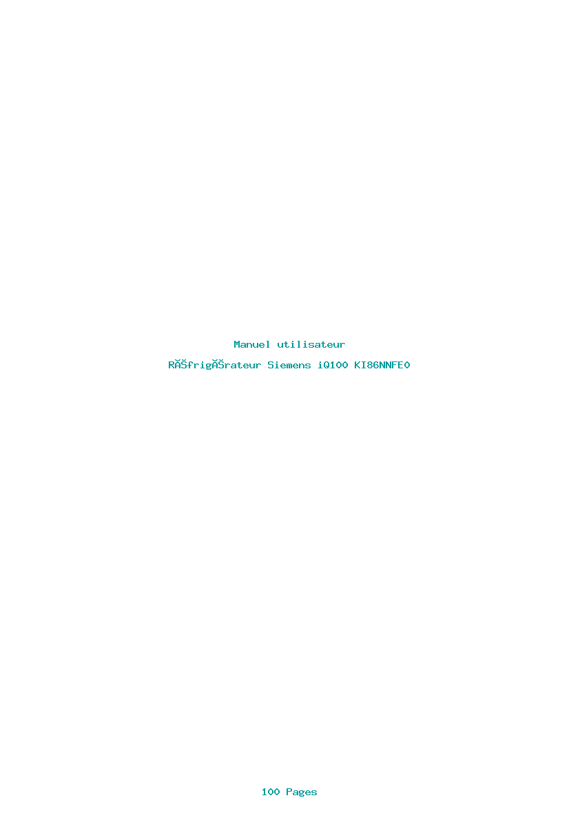 Page 1 de la notice Manuel utilisateur Siemens iQ100 KI86NNFE0