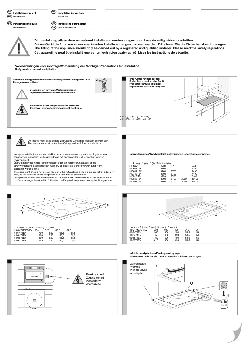 Page 1 de la notice Guide d'installation Atag HI08471EV