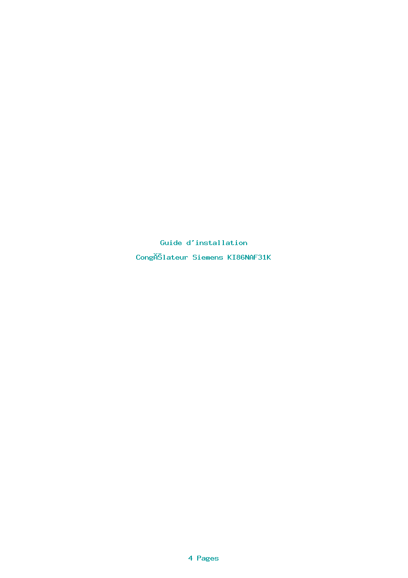 Page 1 de la notice Guide d'installation Siemens KI86NAF31K