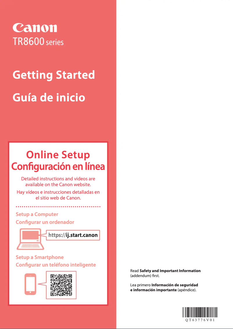 Page 1 de la notice Manuel utilisateur Canon Pixma TR8622