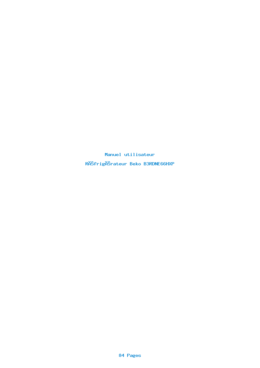 Page 1 de la notice Manuel utilisateur Beko B3RDNE66HXP