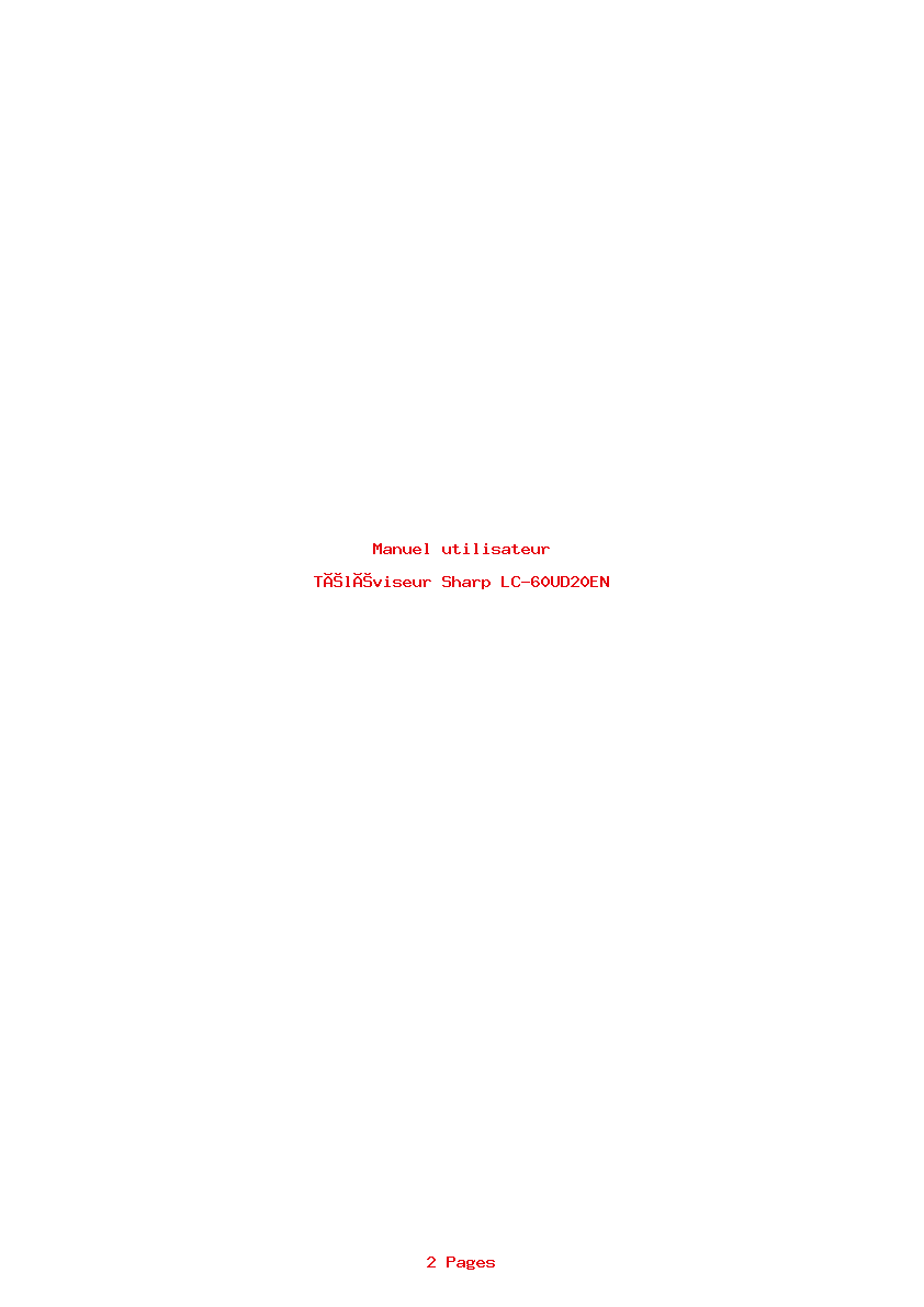 Page 1 de la notice Manuel utilisateur Sharp LC-60UD20EN