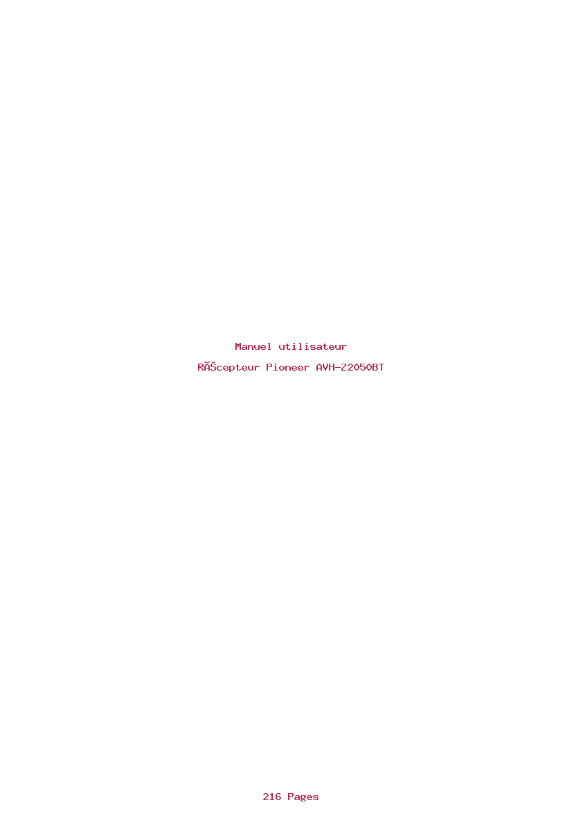 Page 1 de la notice Manuel utilisateur Pioneer AVH-Z2050BT