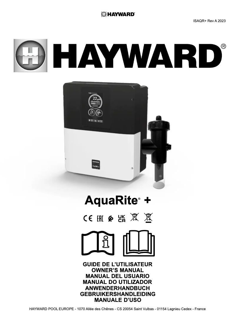 Page 1 de la notice Fiche technique Hayward AquaRite+