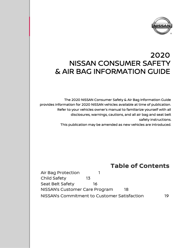 Page 1 de la notice Instructions de sécurité Nissan Rogue (2020)